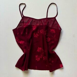 Vintage Y2K Sheer Floral Red Camisole